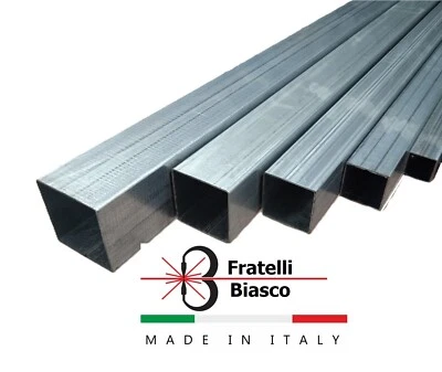 TUBOLARE BARRA QUADRATO SCATOLARE TUBO FERRO ACCIAIO ZINCATO TUBOLARE da 3m - Immagine 1 di 4