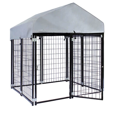 Hundezwinger 121x121x137cm Outdoor Hundekäfig Hundehütte mit Überdachung - Bild 1 von 4
