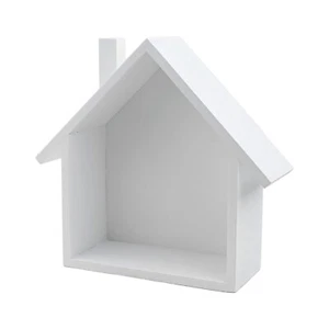 House Shaped Wooden Wall Shelf Retro Nostalgic Decor Minimalist Design - Picture 1 of 58