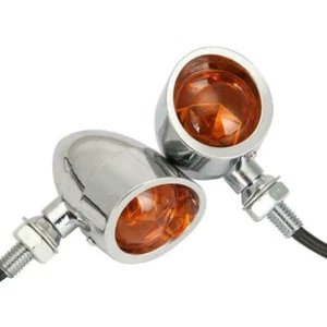 Heavy Duty Motorcycle Bullet Turn Signals Blinker 3 Wires Indicator Lights Amber - Picture 1 of 9