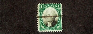 1871-4 U.S.Proprietary Washington 1c Grn/Blk Vio Paper Sc#RB1a Pen Cancel Note - Picture 1 of 1
