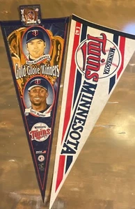 MLB ~2002 Gold Glove Winners Minnesota Twins & Collector Player 30" Pennant x 2 - Picture 1 of 12