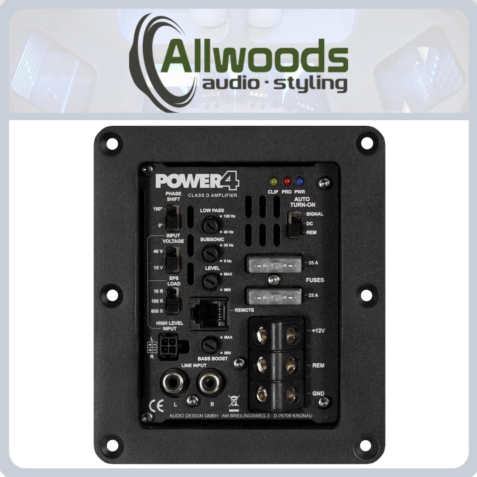 ESX POWER4 Class D active module for subwoofer enclosure 460w rms @ 4ohm - Image 1 of 4
