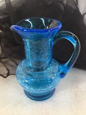 Blue Crackle Glass Mini Pitcher/Vase