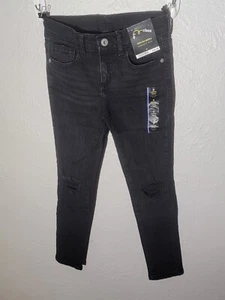 Art Class Girls' Black Distressed Size 8 Mid-Rise Skinny Jeans Adjustable Waist - Picture 1 of 2