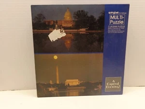 Vintage Springbok Multi-Puzzle "A Capital Evening" 2 Puzzles same box - Picture 1 of 8