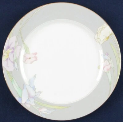 Vintage Mikasa Charisma Gray 7-1/2" Salad Dessert Plate, Gray Rim, Gold Trim - Image 1 of 2