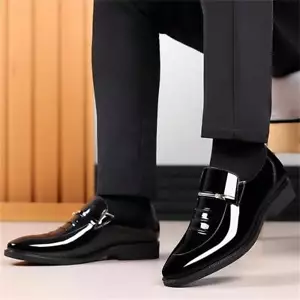 getrich25Mens Dress Shoes Formal Business Oxford High Gloss Patent Leather Slip - Picture 1 of 6