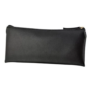 Mini Pencil Case Small Pen Bag with Zipper, PU Leather Makeup Pouch Black - Picture 1 of 6