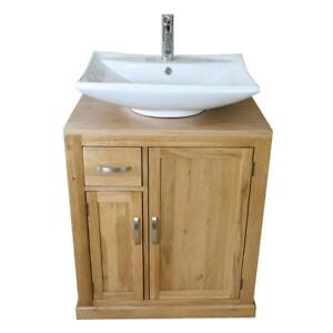 Bathroom Vanity Unit Oak Cabinet Furniture Wash Stand & Ceramic Basin Set 50316