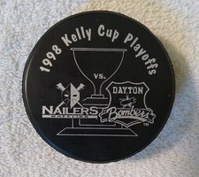 Wheeling Nailers 1998 Kelly Cup ECHL Hockey Game Promo Puck Dayton Bombers