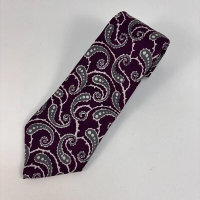 Corbata para hombre Turnbull & Asser hecha a mano en Inglaterra púrpura gris cachemira seda Foto 1 de 4