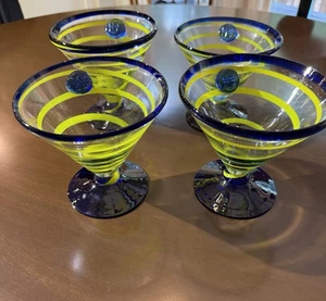 Kosta Boda Royal Caribbean Hand Blown Martini/Margarita/Dessert Glasses~Set of 4 - Picture 1 of 8