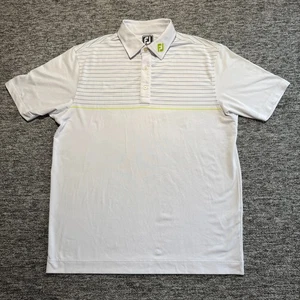 Footjoy Polo Shirt Mens XL Extra Large White Striped Golf Top Athletic Fit FJ - Picture 1 of 9