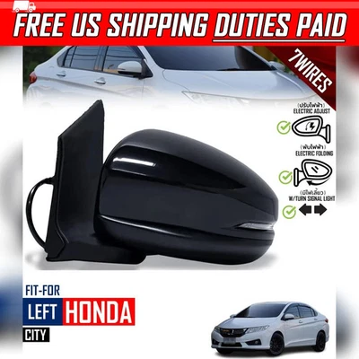 Espejo retrovisor lateral izquierdo LH negro eléctrico 7 cables para Honda City GM6 sedán 2014-16 Foto 1 de 4