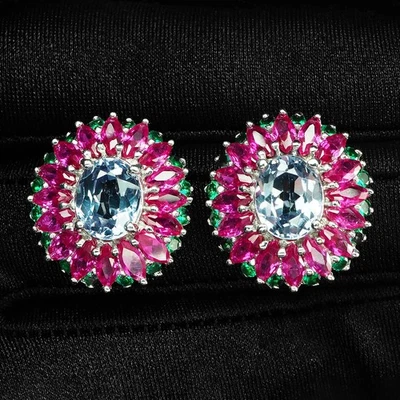 PENDIENTES ATRACTIVOS CAMBIO DE COLOR ALEJANDRITA 4,40 QUILATES PLATA DE LEY 925 ORO BLANCO Foto 1 de 4