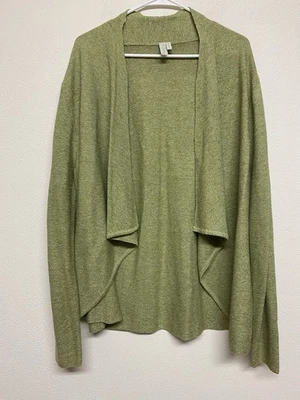 Sahalie 女式开襟开衫 XL 码绿色针织纹理办公室学院 — 第 1/4 张图片