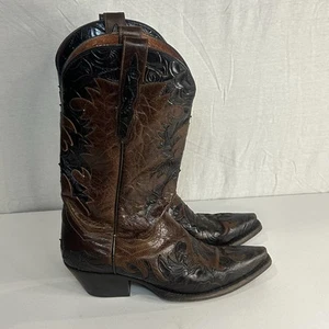 Dan Post Amy Brown and Black Leather Boots DP3589 Women’s size 7.5 M Snipe Toe - Picture 1 of 8