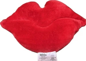 Room Essentials Lip Pillow Velvet Plush Throw Pillow Couch 10x18 inch Red Lips - Picture 1 of 3