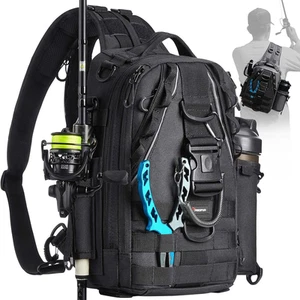 Fishing Tackle Backpack – Water-Resistant Gear Bag with Rod Holder, Lightweight - Picture 1 of 11