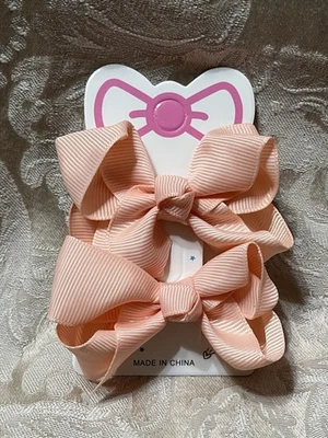 Juego de pasadores de pelo de moño de melocotón cinta de grosgrain doble moño moda niña Foto 1 de 4