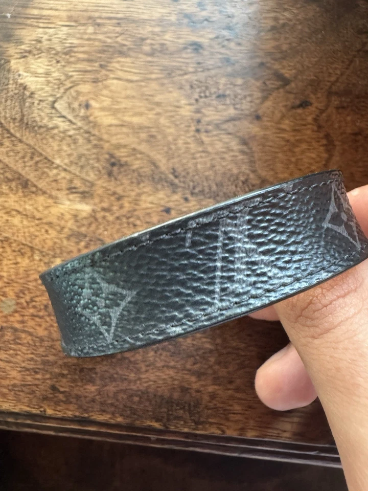 Louis Vuitton LV тонкий браслет M6456E регулируемый, черный/серый - Изображение 1 из 4