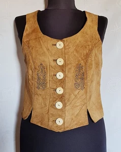 VEST VINTAGE SIMERY TRACHTEN OKTOBERFEST DIRNDL LEATHER WOMEN SLEEVELESS:10/38 - Picture 1 of 9