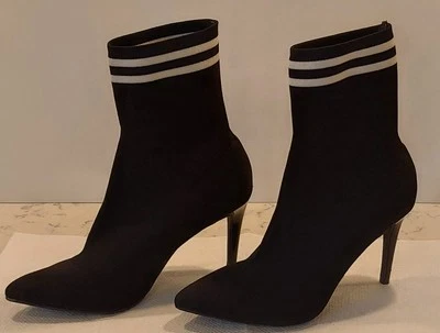 Material Girl Negro Tejido Calcetín Punta Tacón Alto Botas Mujer’s Talla 7.5 M PAILSEY Foto 1 de 4