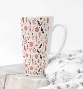 Cute Feathers Pink Tones Coffee Tea Latte Mug Cup 17 Oz Ceramic White by Mugzan - Picture 1 of 6