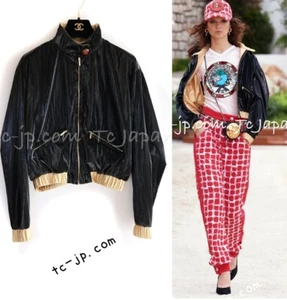 $4.4K CHANEL 23C Black Gold Blouson Riders Jacket 36 38 US4 6 New WTag NWT 2023 - Picture 1 of 24
