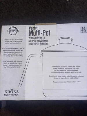 Multi-olla ventilada Norpro con tapa coladora 2,1 L hecha en EE. UU. NUEVA Foto 1 de 3