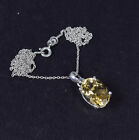 925 Solid Sterling Faceted Yellow Citrine Chain Pendant -19 Inch q902