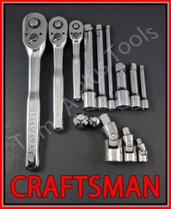 CRAFTSMAN 14pc 1/4 3/8 1/2 ratchet wrench socket extension universal adapter set - Picture 1 of 3