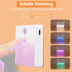 LED Motion Sensor Light USB Wireless Wall Stair Night Lamp with 4 Light Colors - Picture 1 of 13