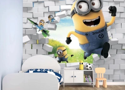 Детское искусство обои миньоны кирпич стены современная настенная живопись большие фрески эксклюзив - Изображение 1 из 4