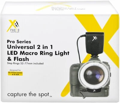 Xit XTLMRUN Pro Series Universal 2 en 1 LED Macro Anillo Luz (Negro) Foto 1 de 3