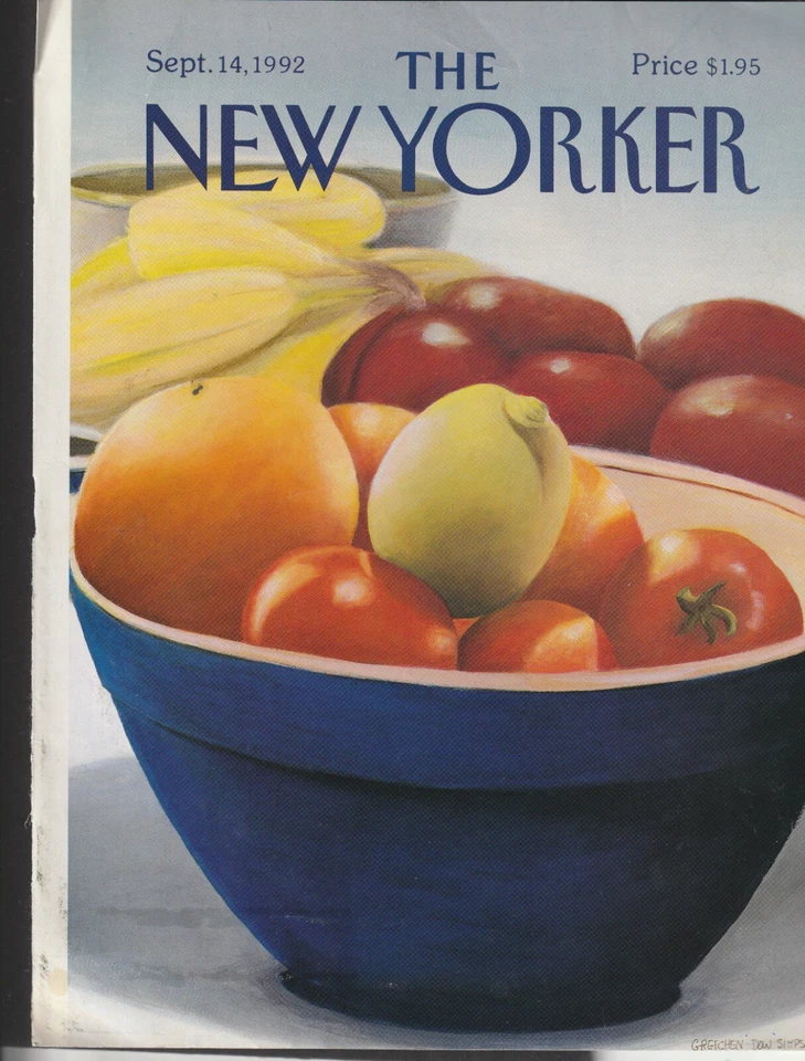 New Yorker Sept. 14, 1992 FRUIT BOWL Gretchen Dow Simpson cover only, no label - Image 1 of 1