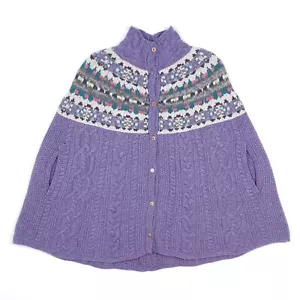 Ralph Lauren Cable Knit Cape UK 8 10 Women Fair Isle Poncho Wool Cashmere Vintag - Picture 1 of 15