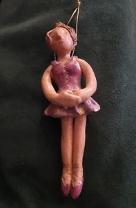Bailarina vintage bailarina masa salada árbol de Navidad adorno hecho a mano púrpura - Imagen 1 de 3