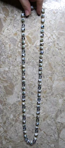 VTG Venetian Millefioro Murano? Milk Blue Swirl Art Glass Beaded Necklace 27" - Picture 1 of 6