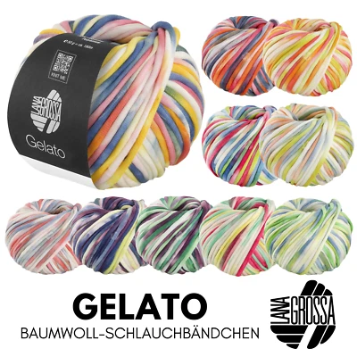 Lana Grossa GELATO 100g weiches Baumwoll-Schlauchbändchen mit Sprenkeldruck 80m - Bild 1 von 4