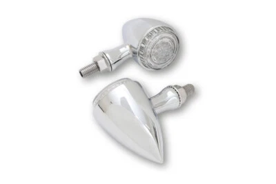 Paar Von Blinker Bullet LED Chrom aus Metall Genehmigt Highway Hawk Moto - Bild 1 von 3