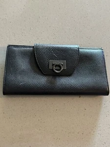 Salvatore Ferragamo Gunmetal Wallet With A lot Of Compartments Pre Owned  - Picture 1 of 13