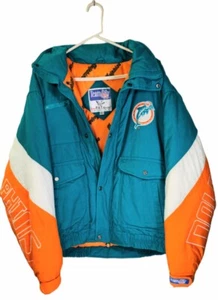 VINTAGE MIAMI DOLPHINS NFL Triple F.A.T. Goose Football Hoody Zip Jacket -Sz. L - Picture 1 of 7