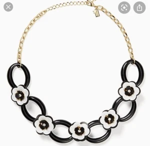 $128 Kate Spade Rosy Posies floral pink chain link statement necklace s107 - Picture 1 of 10