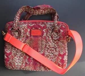 Marc Jacobs 13" Messenger Bag Laptop Sleeve Pretty Nylon Fluoro Pink Multi New - Picture 1 of 20