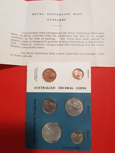1966 Australia Mint Set 6 Coins 1c-50c In Blue Card UNC Original Information - Picture 1 of 6