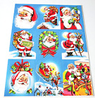 Vintage Sticker Sheet Christmas Santa Reindeer Sleigh North Pole Chimney Toys