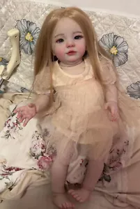 30in Artist Painted Reborn Baby Doll Hand-Rooted Hair Toddler Finished Girl Gift - Picture 1 of 5