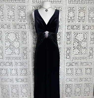 Cachet Black Velvet & Silk V Neck Formal Cocktail Prom Dress Sz Small - Image 1 of 4